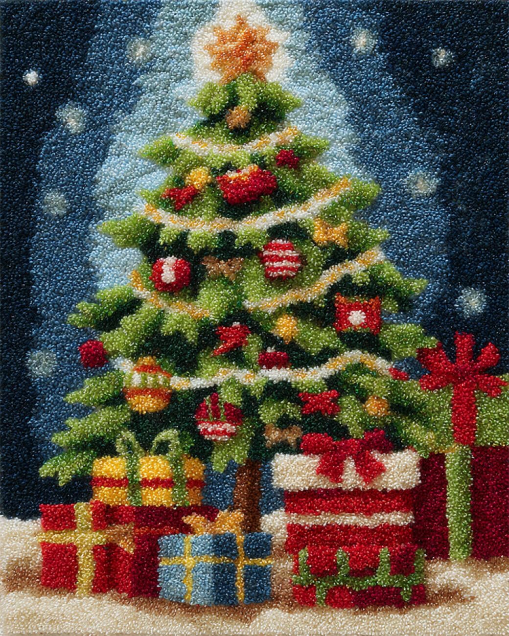 AxiangziK DIY Tapestry Kits for Adults Cartoon Christmas Tree Latch Hook Rug Kits for Beginners DIY Needlework Crocheting Tapestry Kit Home Decor 20x15in