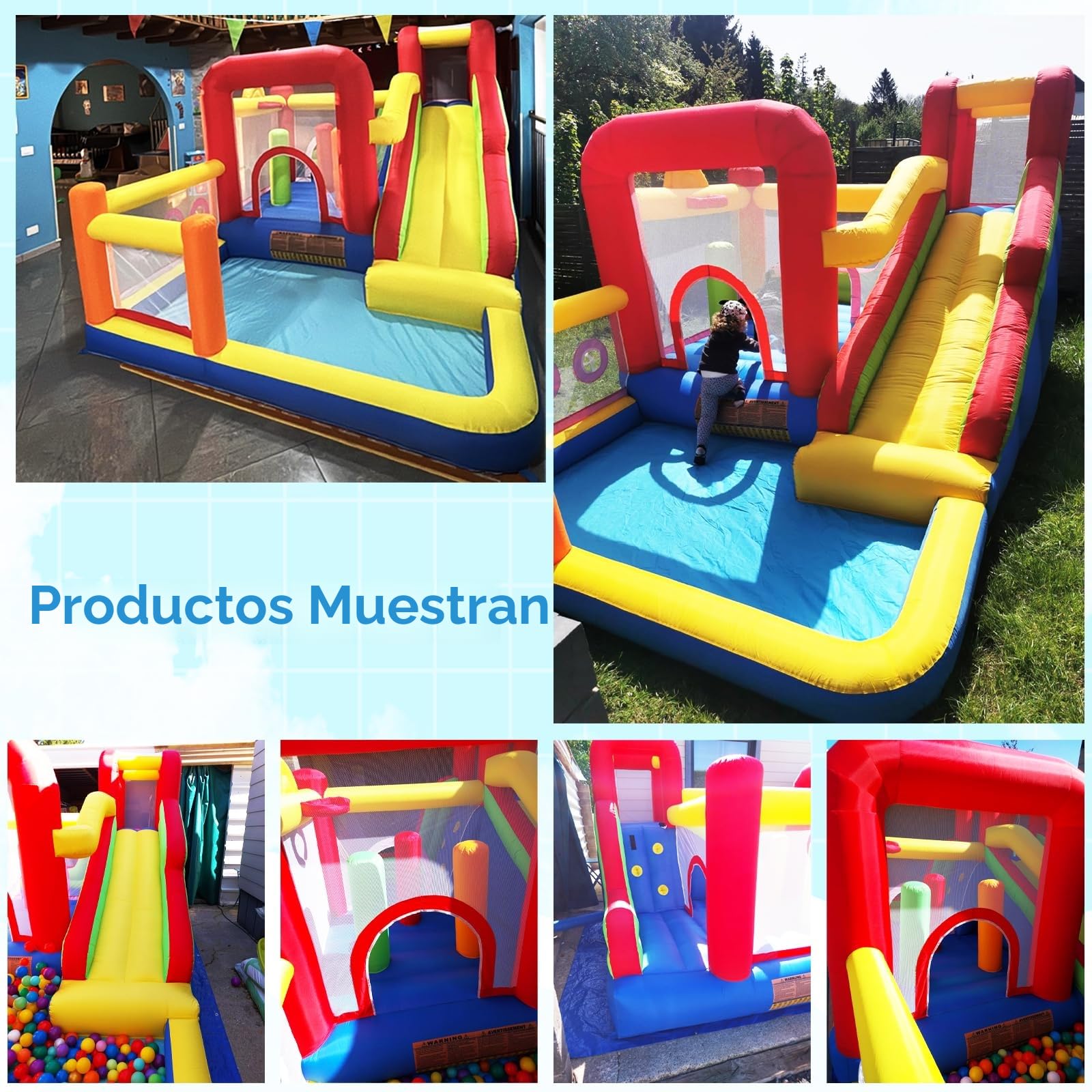 Ballsea Castillo hinchable infantil con soplador – Multifuncional, red de seguridad, seguro y duradero, perfecto para cualquier temporada, para interior/exterior