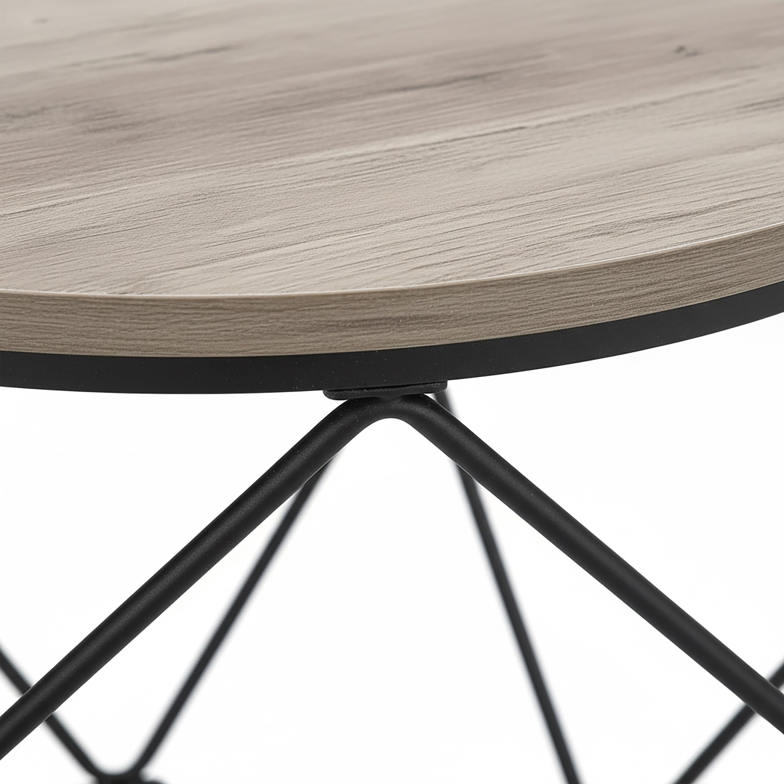 Relaxdays Set 2 Tavolini Rotondi Effetto Legno e Metallo Design Vintage Marrone/Nero 50x40x40 cm