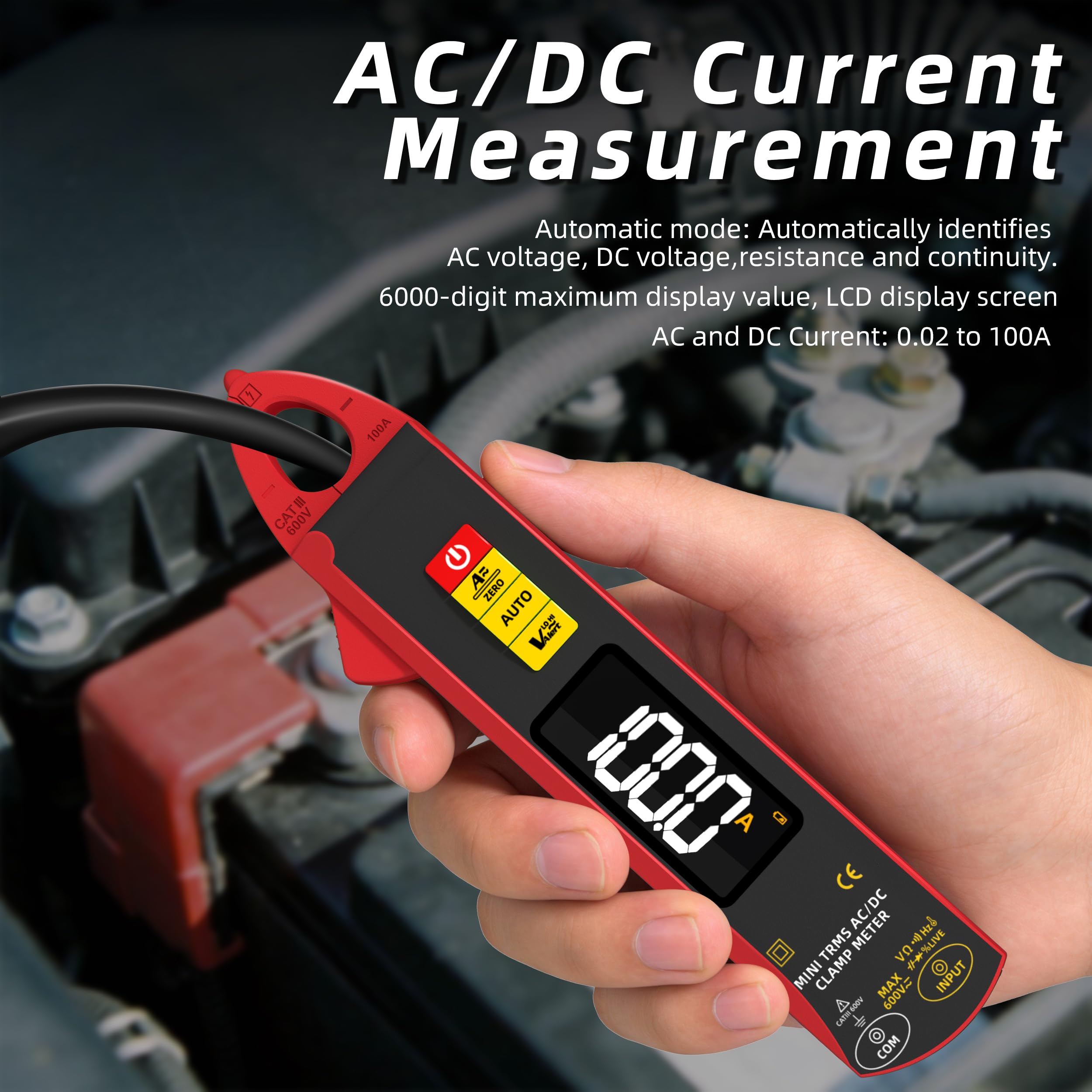 BSIDE UX1 - Pinza di corrente 1 mA DC AC, multimetro amperometro DC AC, amplificatore 6000 conteggi, voltmetro digitale, capacità temperatura, resistenza, tester di tensione