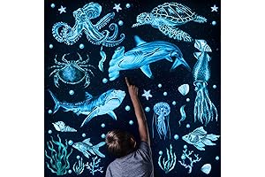 4 Pieces Glow-in-the-Dark Sea Wall Decals: Illuminate Your Waters