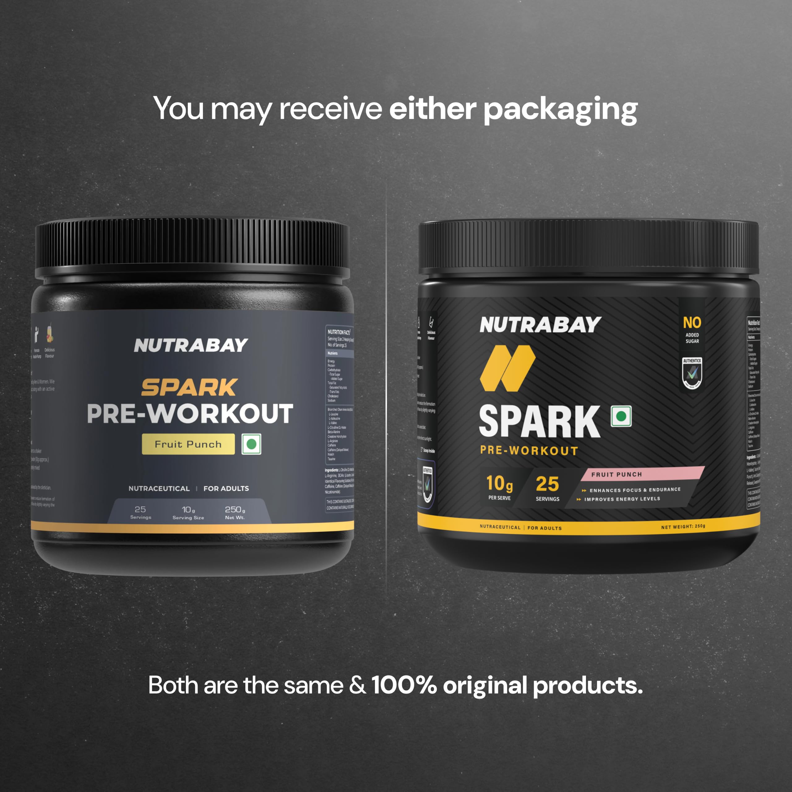 Nutrabay Gold Spark Pre Workout Supplement Powder 300mg Caffeine, 1000mg L-Arginine, 3000mg Beta Alanine, 2500mg Citrulline Malate per Serving – Muscle Pump & Performance – 250g, Fruit Punch