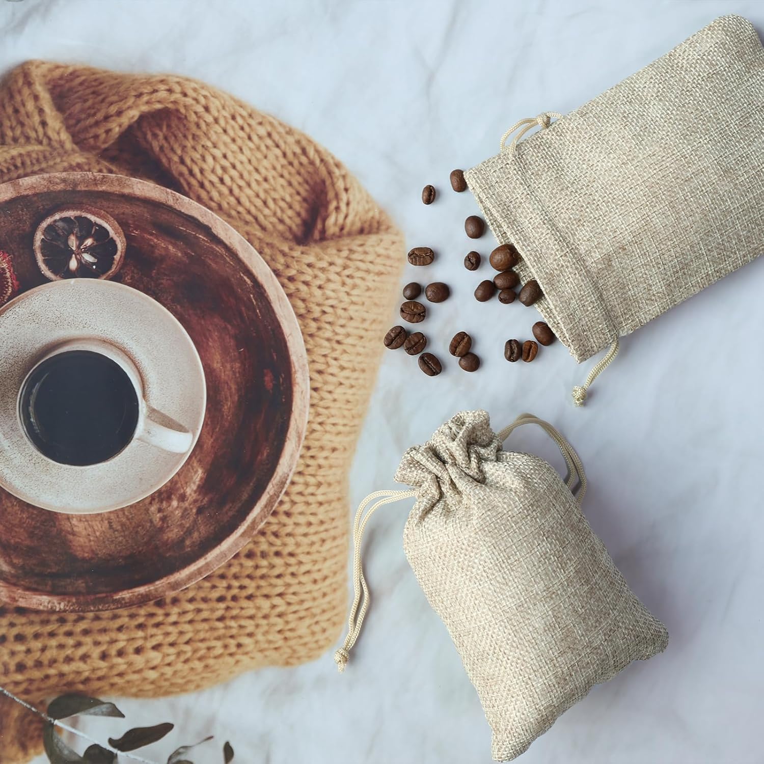 Uigidori 30 Pcs Burlap Gift Bags with Drawstring, 3.8 x 5.7 Inches Premium Linen Jewelry Pouches, Burlap Favor Sacks, Rustic Gift Wrap Pouche for Wedding Favors, Party, Advent, Christmas, DIY Craft - Image 4