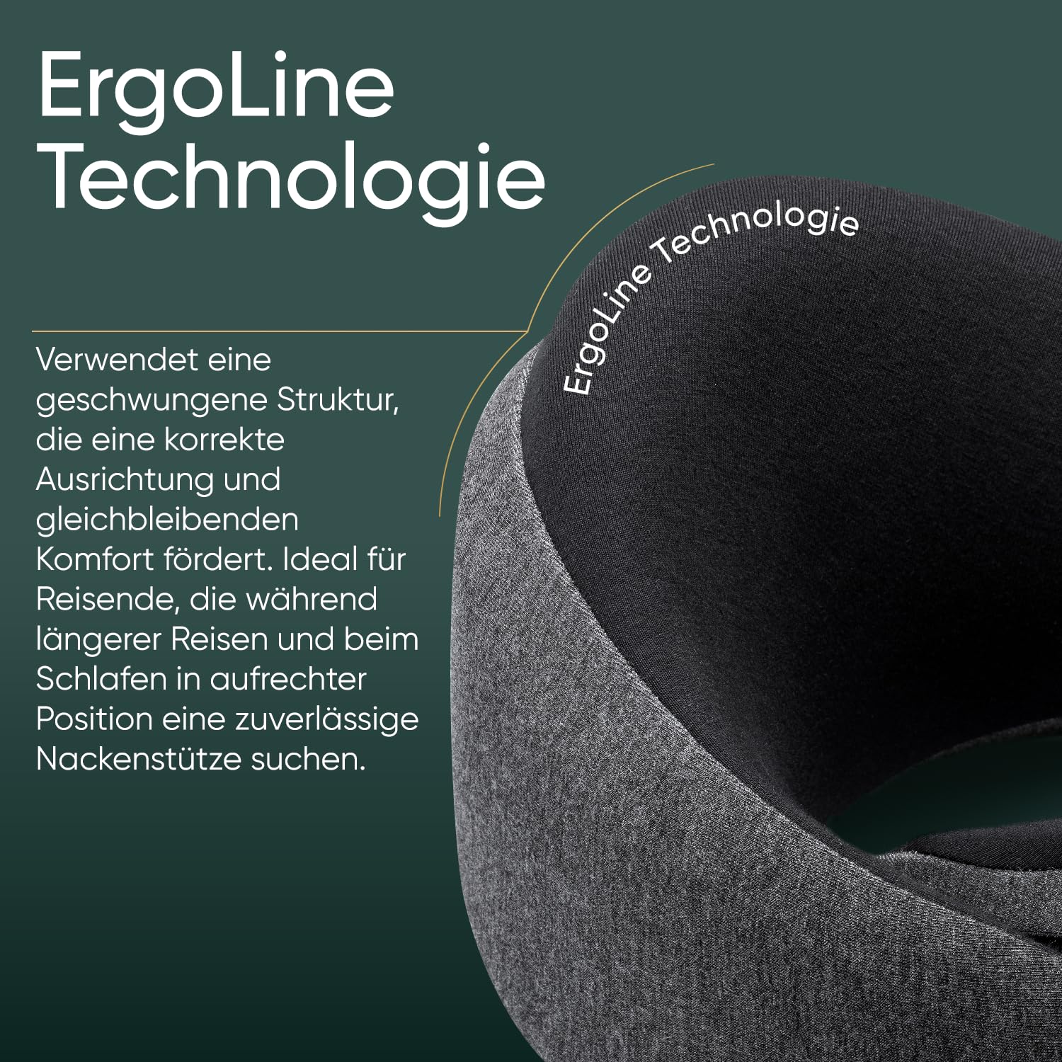 Proglobe Luxe Reisekissen aus Memory-Schaum, Aschschwarz, Weiche Kinnstütze | Kompaktes Nackenkissen mit Kompressionsbeutel, Bezug aus Bio-Baumwolle, leichter Reisekomfort für lange Flüge und Zug