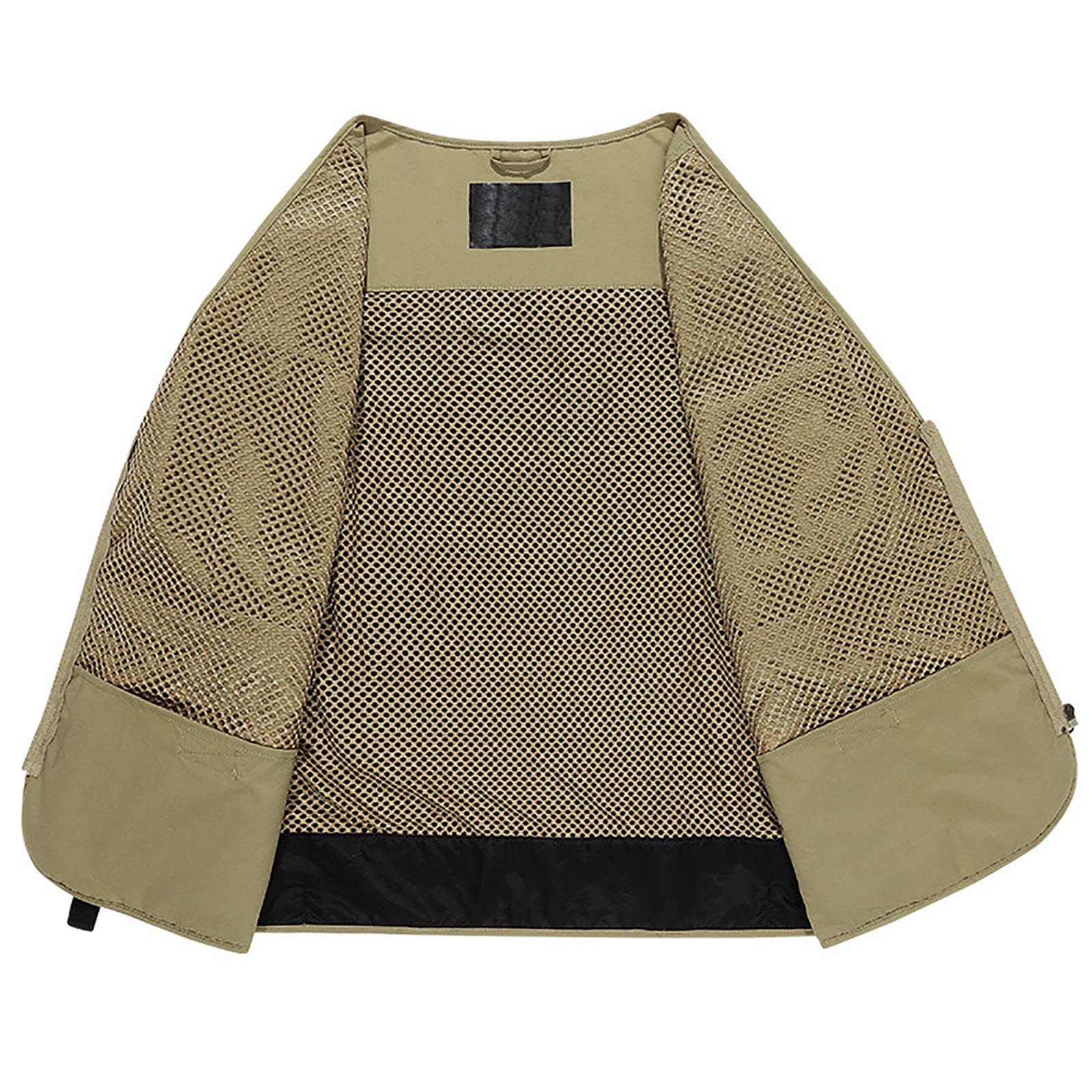 Gilet cargo d'été pour homme multi-poches mince pour la pêche et la photographie manteau ample Hip Hop vestes, kaki, S
