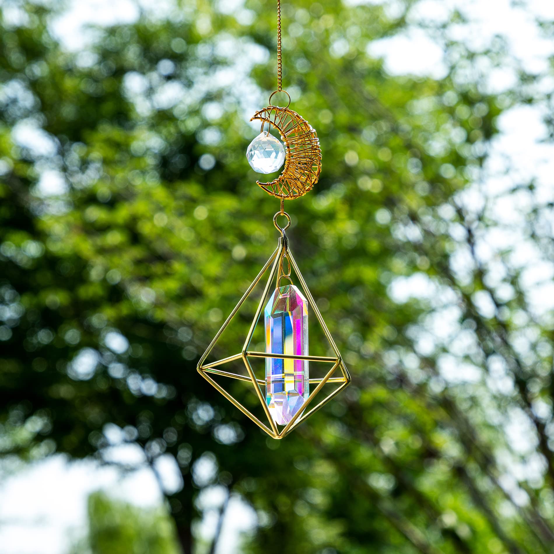 WEISIPU Crystal Suncatcher - Sunlight Catching Prism Crystal Lighting Pendant Window Hanging Orament Rainbow Crystal Pendant for Home Garden Decoration
