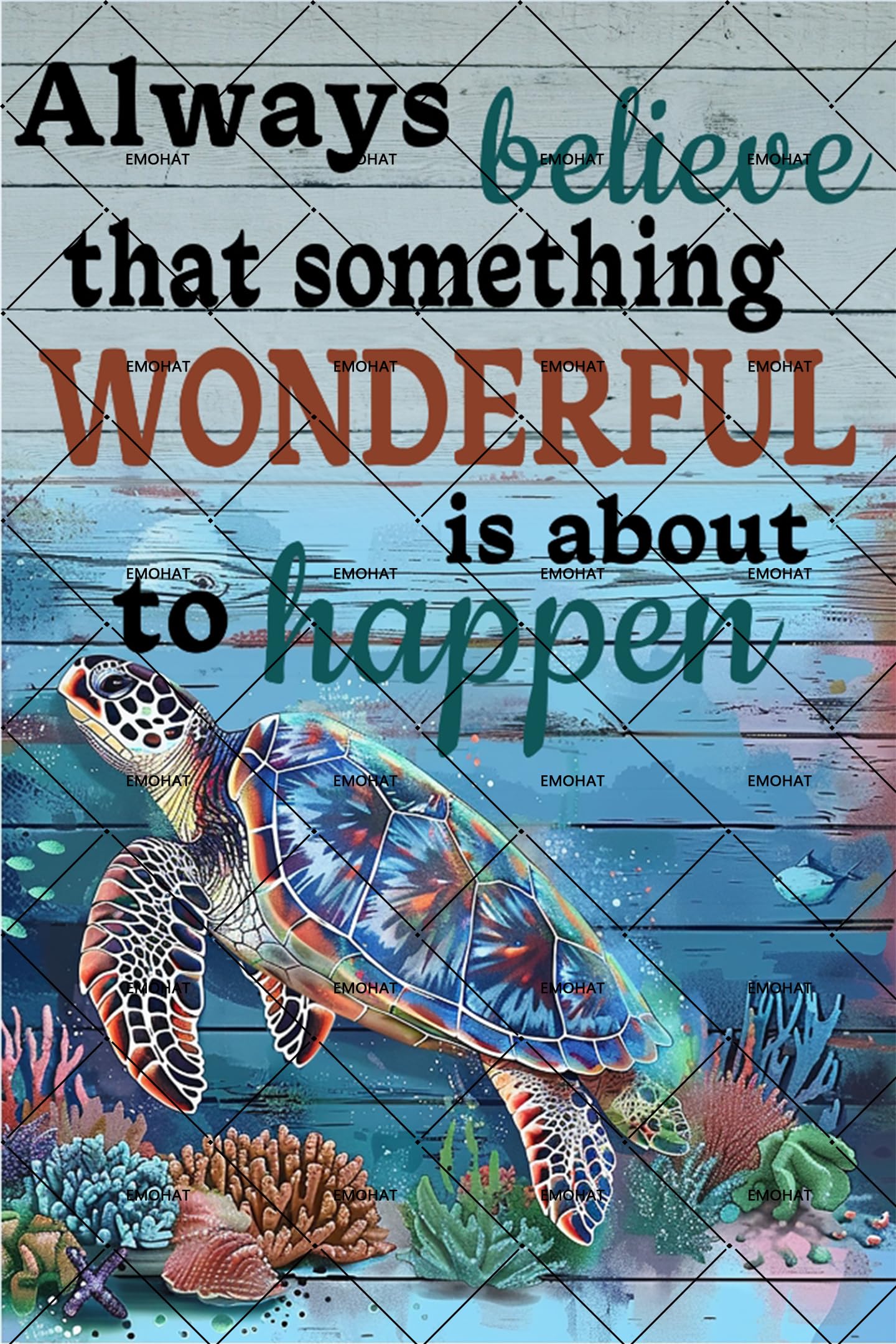 Sea Turtle Inspirational Tin Sign, 12x8 Inch Home Decor