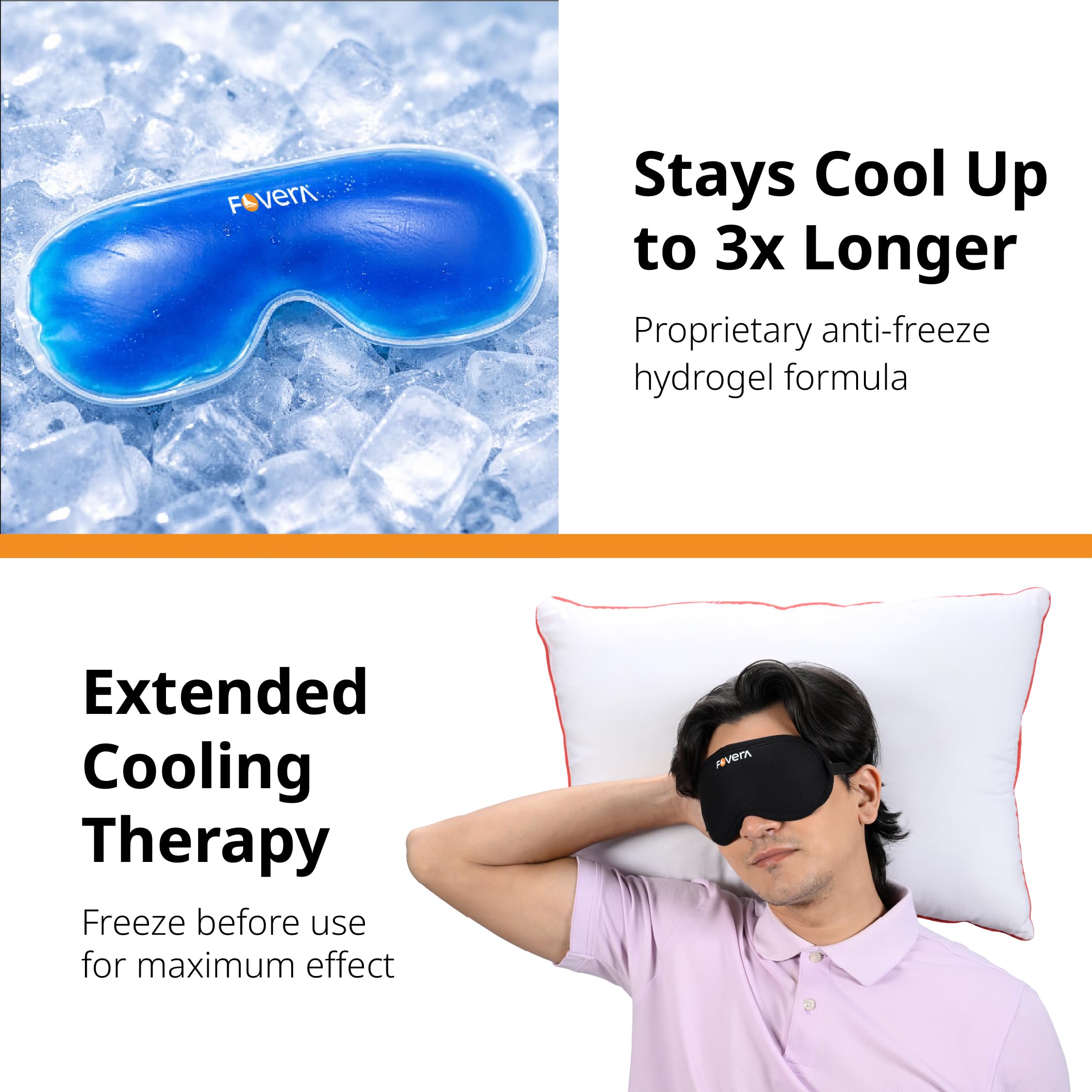 FOVERA Cooling Gel Eye Mask with Soft Cover – Reusable Cold Compress Pack for Dark Circles, Puffy Eyes & Migraine Relief – Long Lasting Ice Eye Shade, Adjustable Strap for Sleep & Travel (Pack of 1) — Amazon image 7