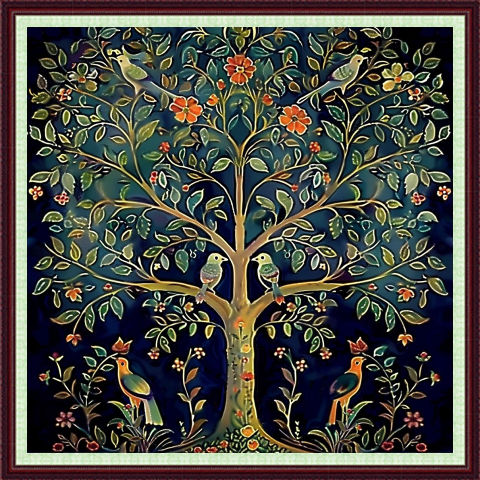 Dooxvey Cross Stitch Kits for Adults Beginners,Full Range of Cross-Stitch Stamped Kits Needlepoint Kits for Beginners Embroidery Kits 11CT Cross Stitch Patterns- Tree of Life Bird 18x18 inch