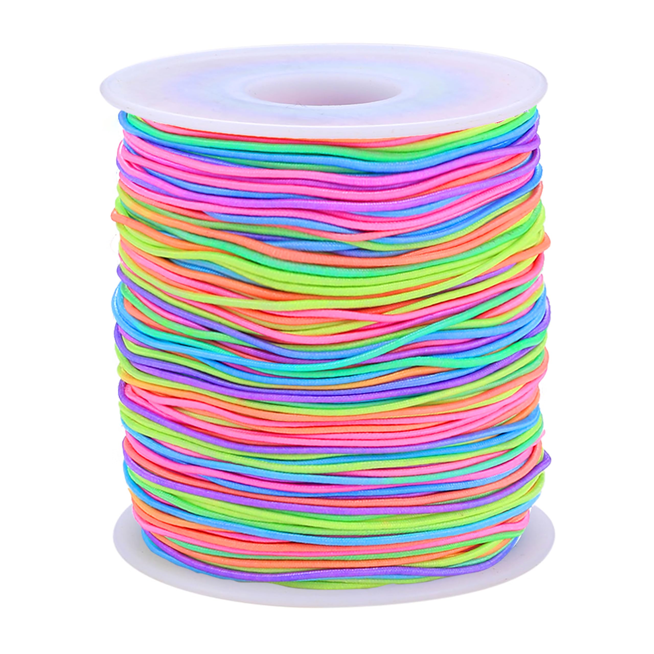 Elastic Cord, 1mm x 100m Rainbow Elastic String for Bracelets, Durable Bracelet String,Suitable for DIY Jewelry Making, Bracelets, Necklaces, Crafts, Decorations (Corloful)