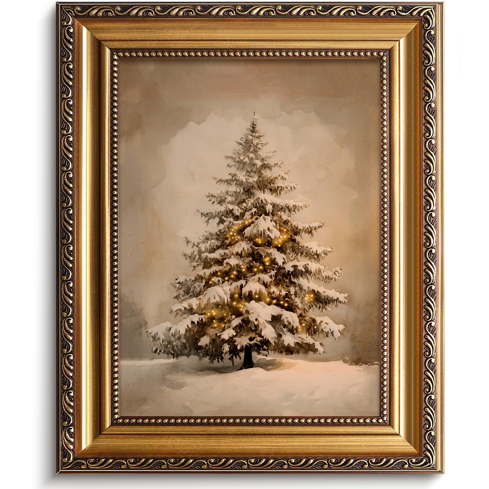 Amazon.com: Christmas Tree Vintage Gold Frame Wall Art 9X12 INCH