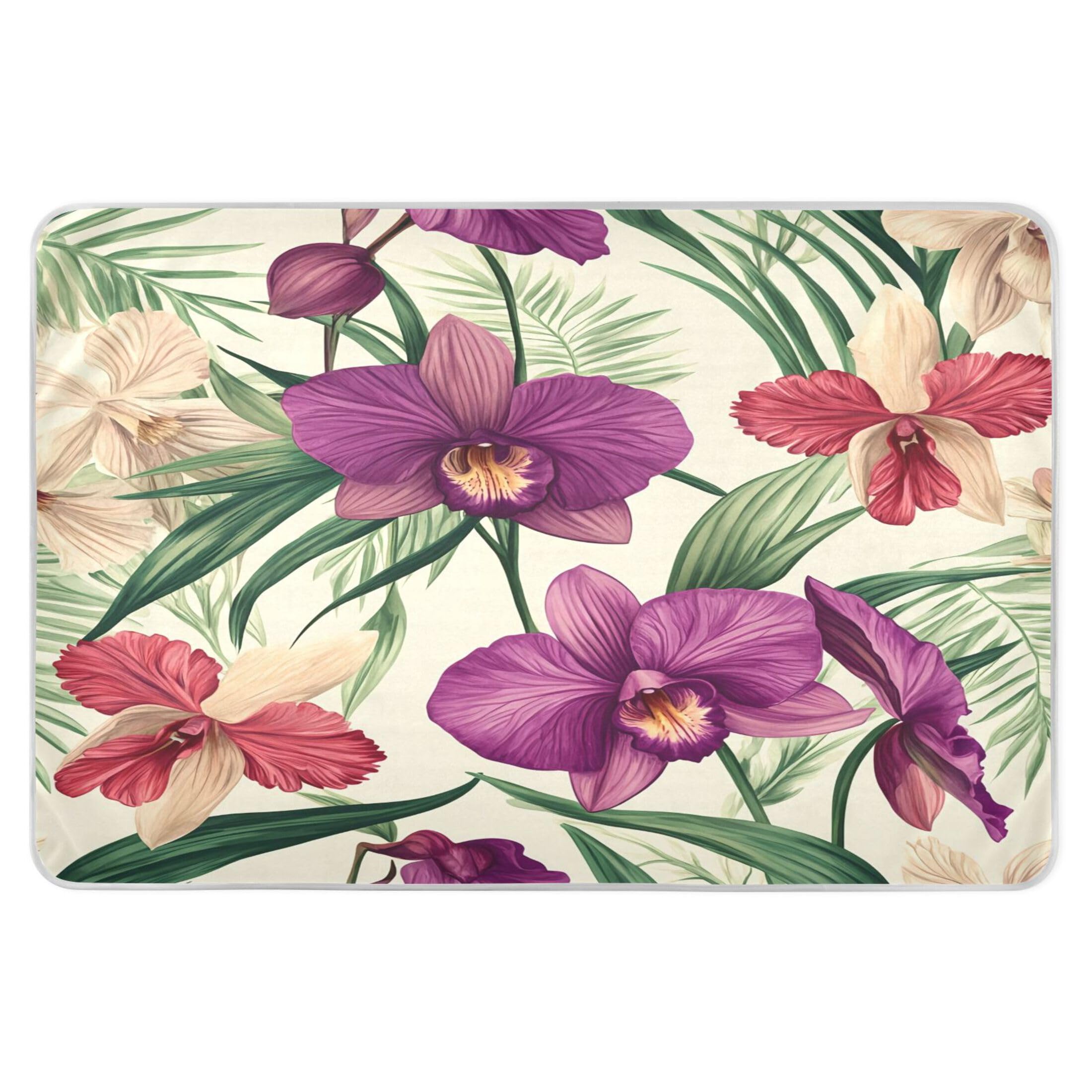 Takiito Orchids Exotic Flowers Bed Pad Reusable Bed Underpad Washable Waterproof Leak-Proof Quick Dry Incontinence Pee Pad for Toddlers Kids Adults Pets 34x52 in