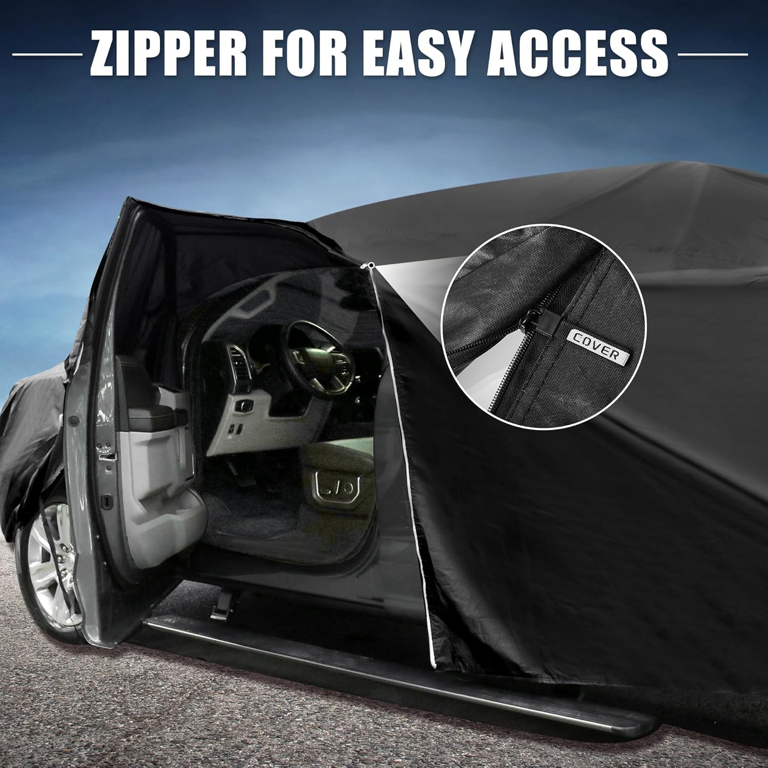 All-Weather Protective Car Cover for Chevrolet Silverado Crew with Convenient Door Zipper
