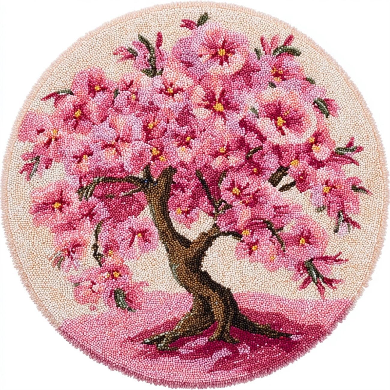 Kitquiver Latch Hook Carpet Kits Anime Flower Tree 100x100cm