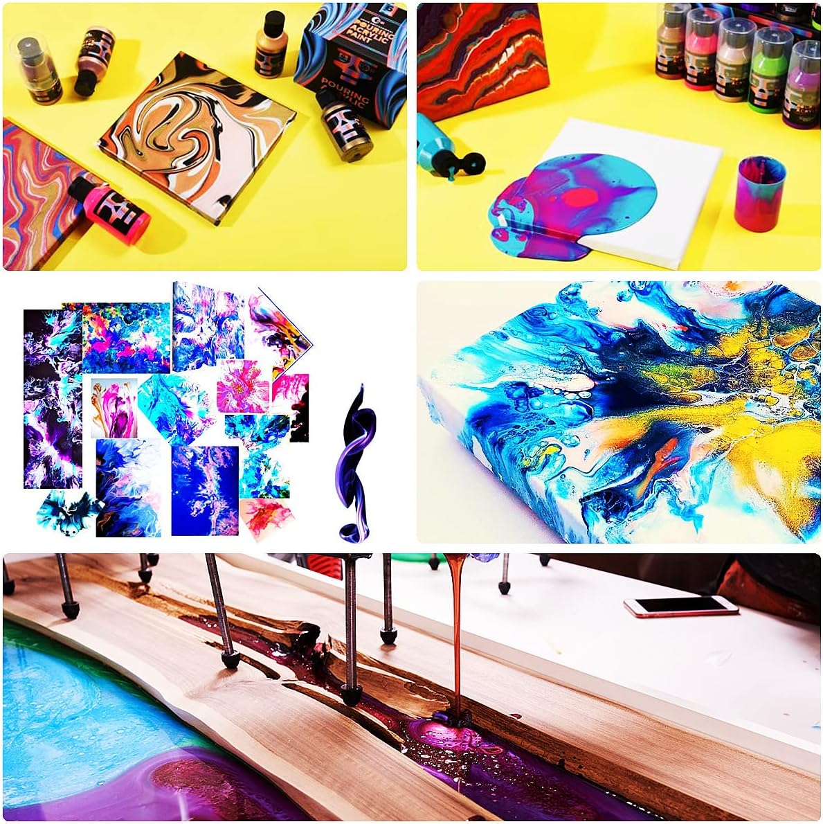 Buy Silicone Paint Resin Pouring Split Cup, 4pcs (25 Channel) Pour Painting Supplies Kit for