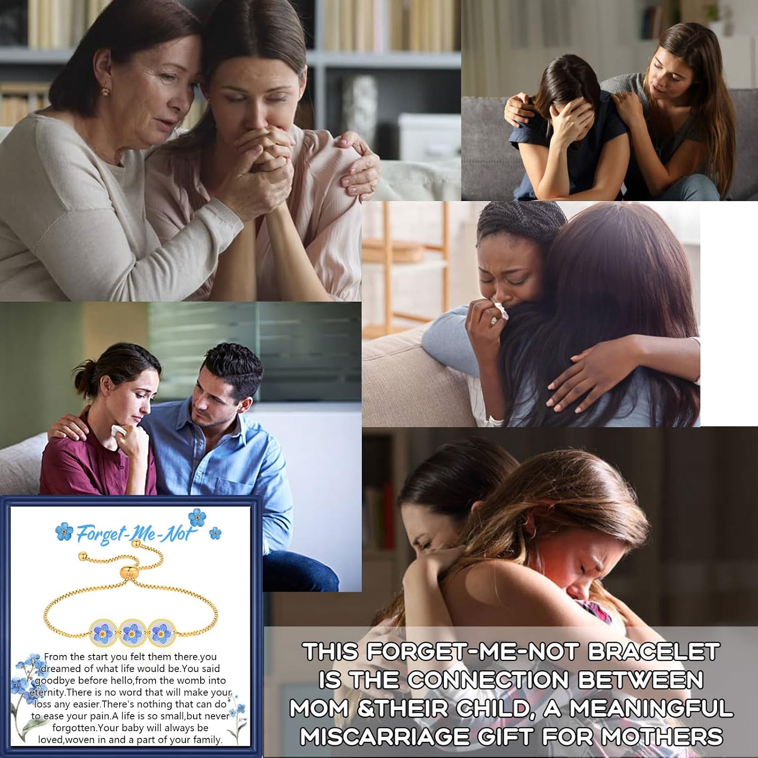 MollyQueen Miscarriage Gifts for Mothers Forget Me Not Jewelry Comfort Memorial Loss of Baby Women Miscarriage Gifts - Image 7