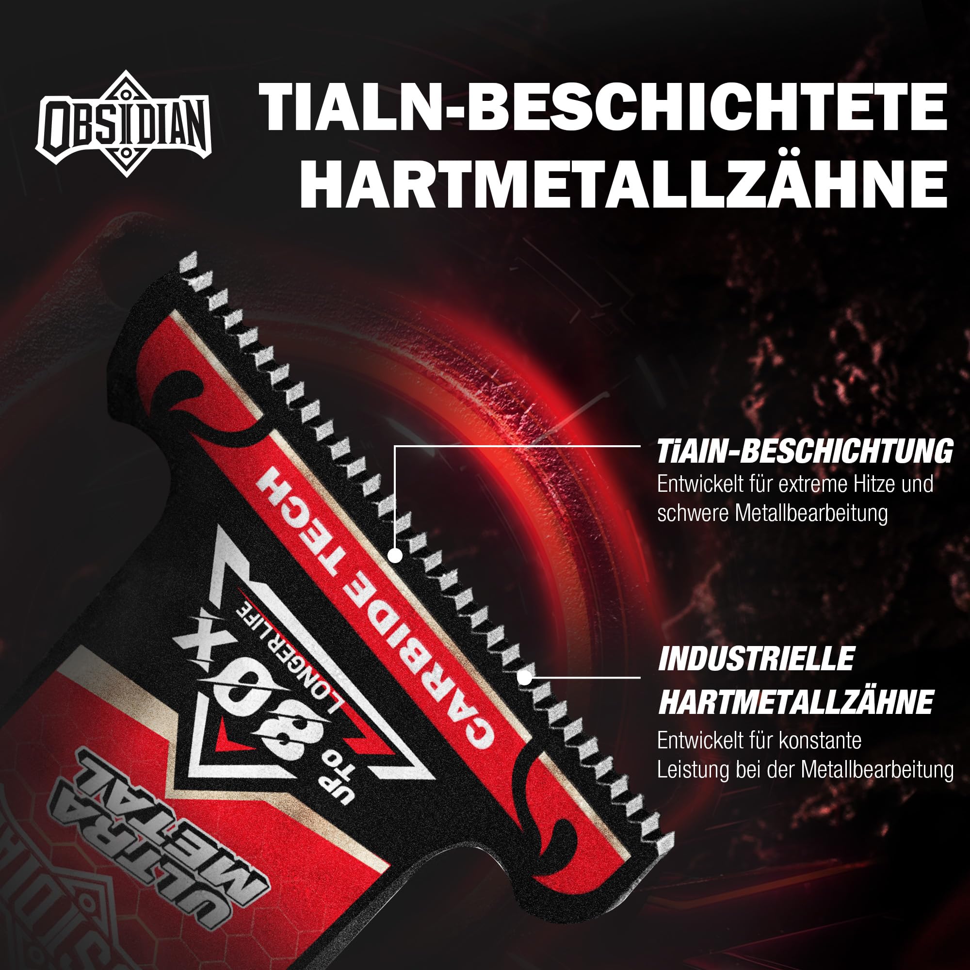 EZARC TiAlN Obsidian Hartmetall Multitool Sägeblätter (Profi), Multimaster Sägeblätter für Hartmetall, Nägel, Bolzen und Schrauben, Universell Passend für Multitool Zubehör, 3er-Pack