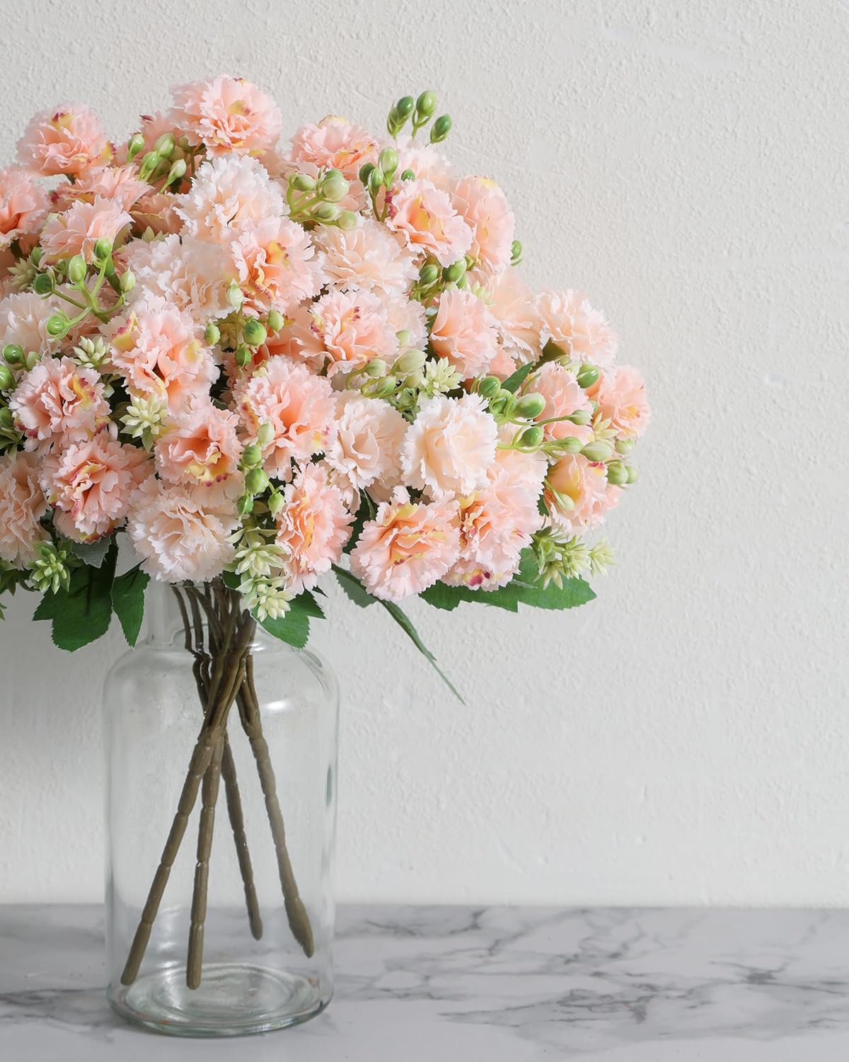 DuHouse Carnation Artificial Flowers,6 Bundles Small Bulk Fake Flower with Stems Silk Carnation Flowers for Spring Decoration Wedding Home Table Centerpieces Decorations(Champagne) - Image 7