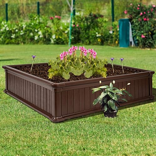 Miniatura 3 de Giantex Cama de jardín elevada, maceta para verduras de flores, caja de plantas al aire libre, patio trasero, fácil montaje (48.5 pulgadas de largo