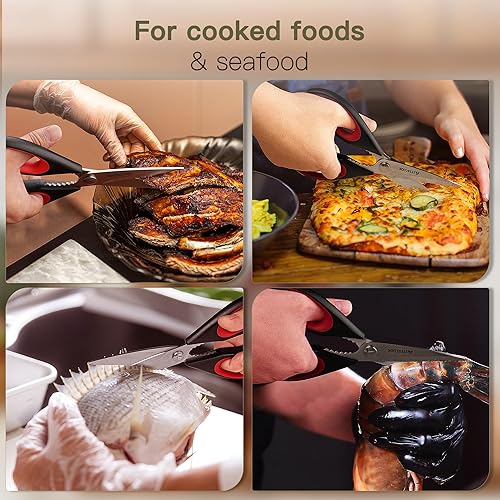 Vista 3 de Astercook Tijeras de Cocina Multiusos Resistente, Juego de 3 Tijeras de Cocina, Utensilios de Cocina de Acero Inoxidable para Cortar Alimentos, Aves