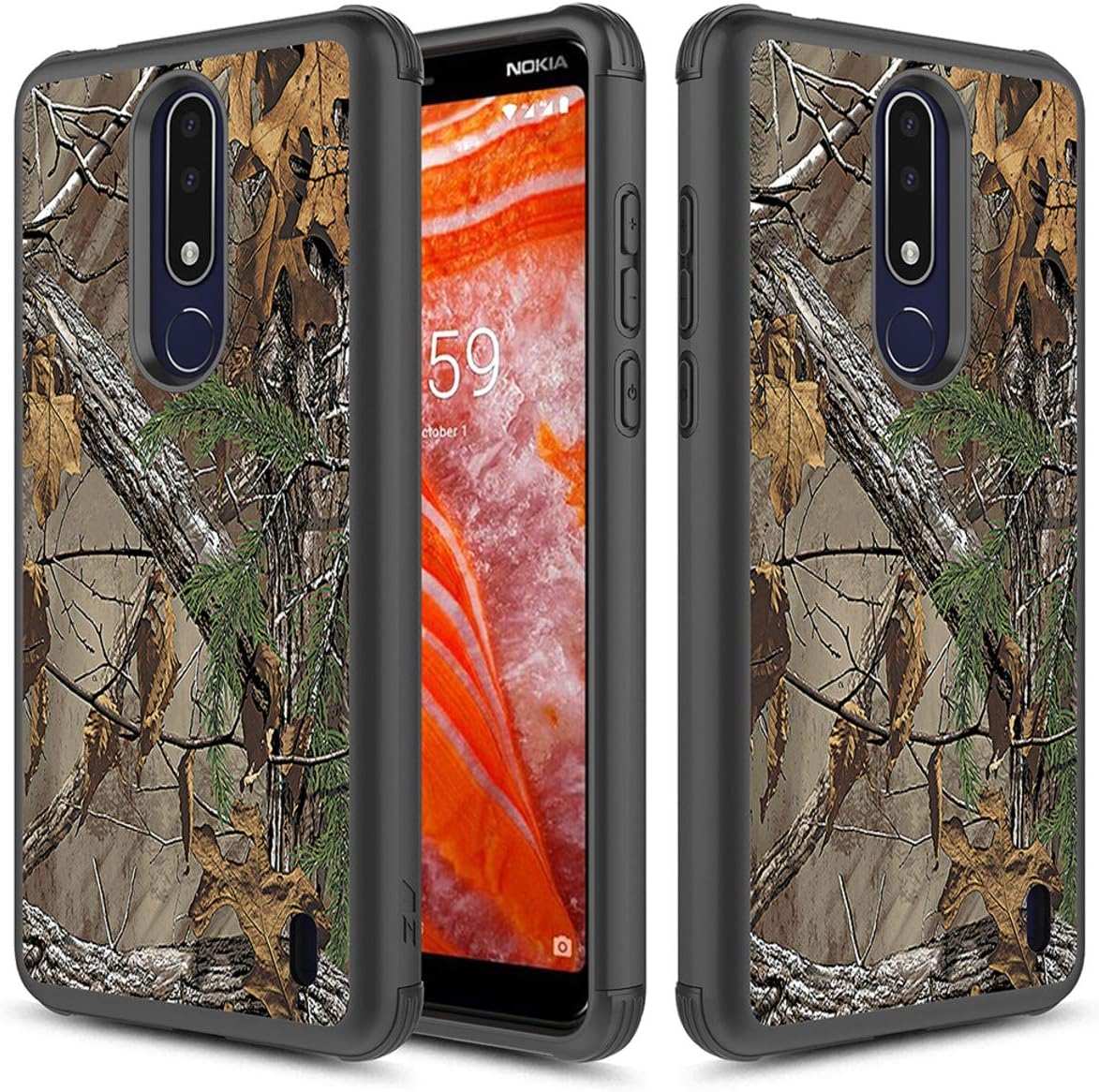 Fit Cricket Nokia 3.1 Plus Case, Phonelicious Phone Cover Dual Layer Armor Rugged Shield Hybrid Shockproof Slim Fit Compatible with Nokia 3.1+ (Camouflage)
