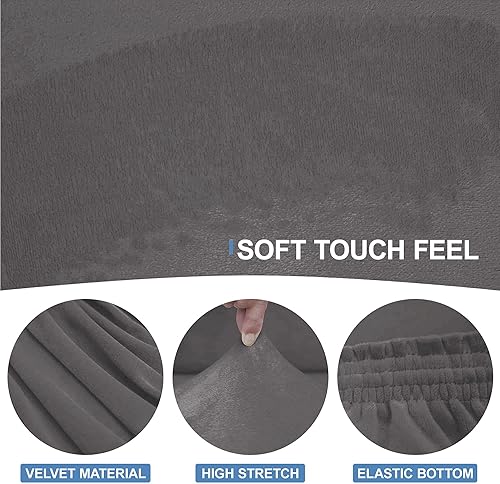 Miniatura 10 de Funda para sofá con cojines en forma de T, 2 piezas, funda para sillón de terciopelo grueso, protector de muebles, fundas elásticas para sofá con 1