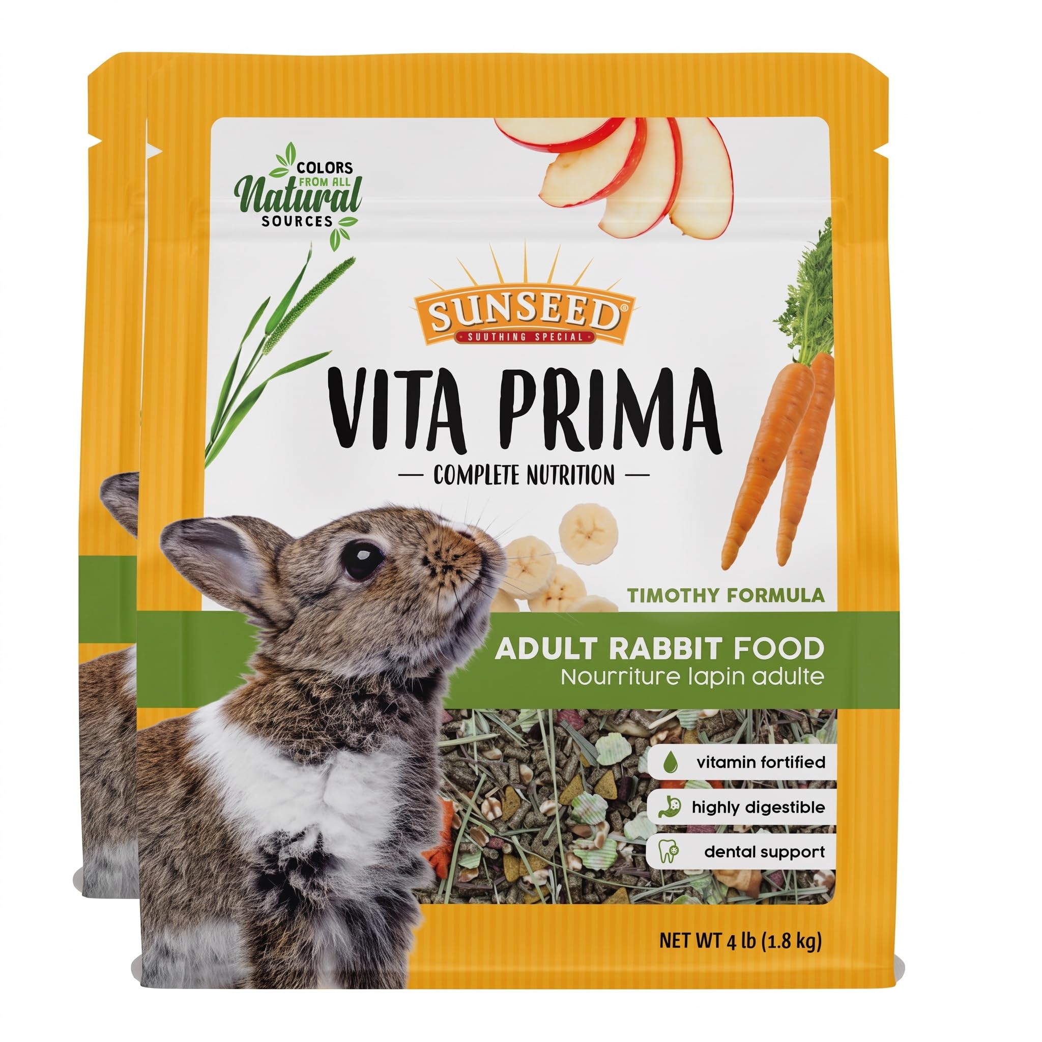 Sunseed Vita Prima Complete Nutrition Adult Rabbit Food, 4 LBS (Pack of 2)