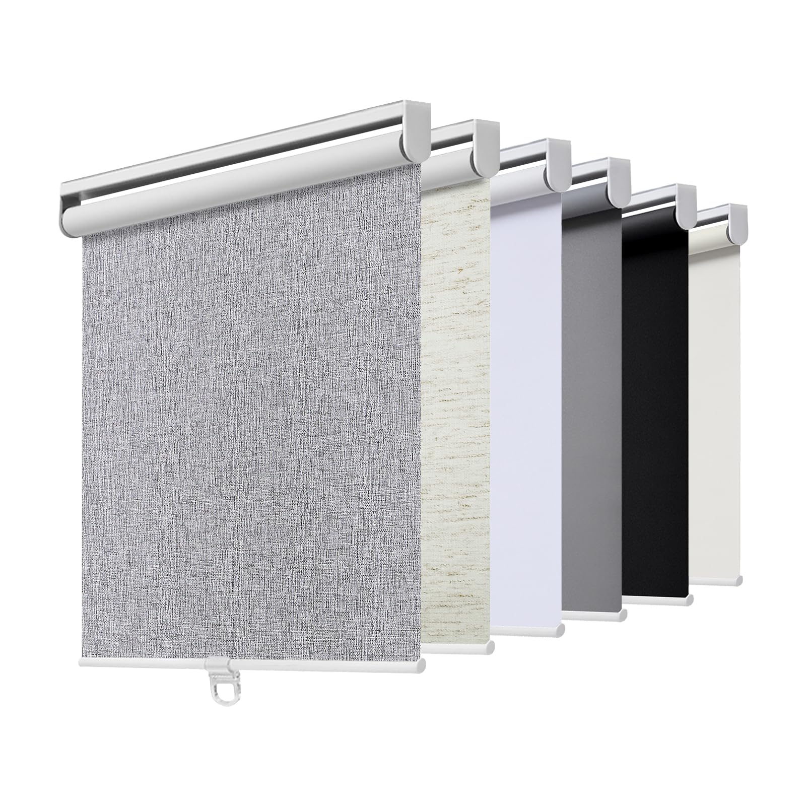 Cordless Roller Shades Blackout Blinds for Windows Room Darkening Rolled Up Shades with Spring System, UV Protection Natural Linen Fabric Window Shades Door Blinds for Home,38" W x 72" H, Heather Grey — image 1