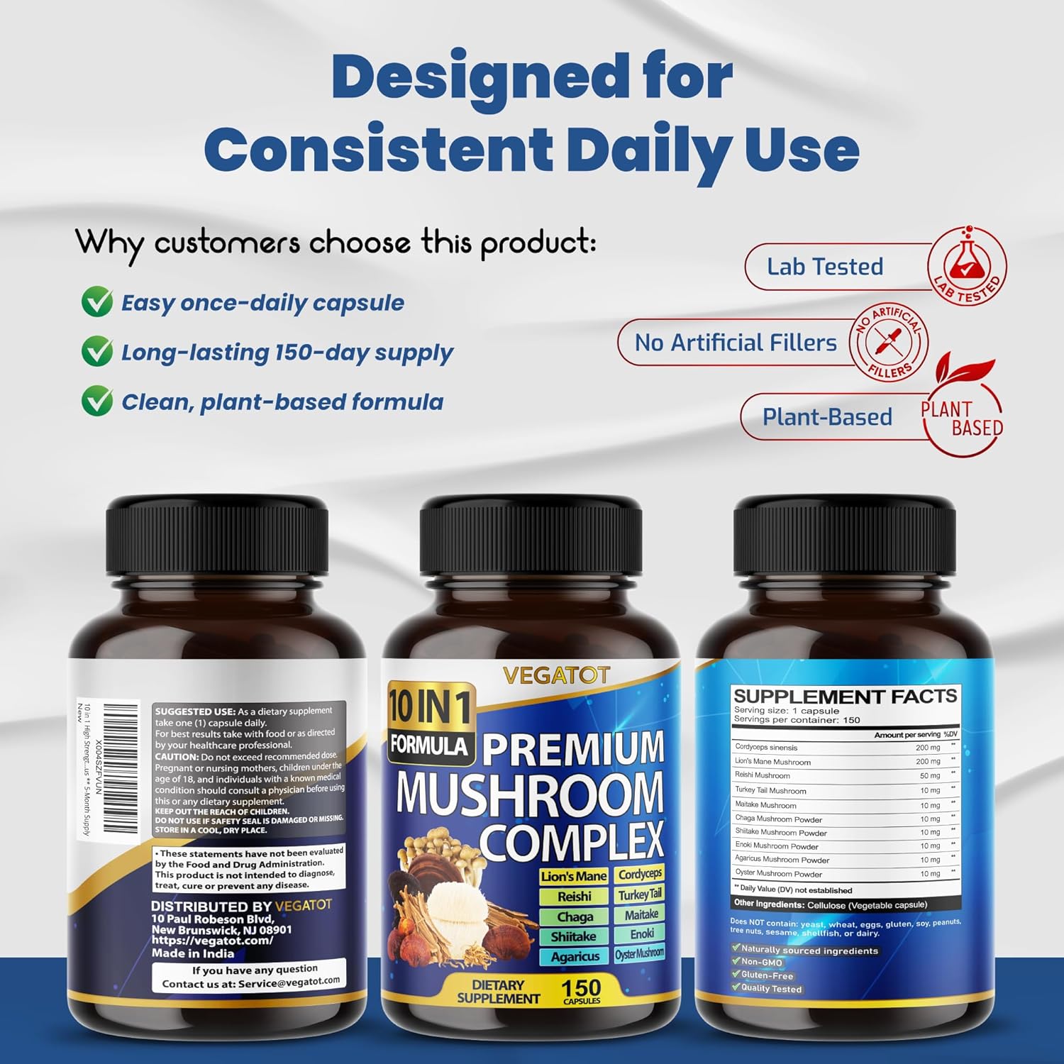 10 in 1 High Strength Mushroom Supplement - Lions Mane, Cordyceps, Reishi - Brain Supplements for Memory and Focus ** 5-Month Supply - Image 9