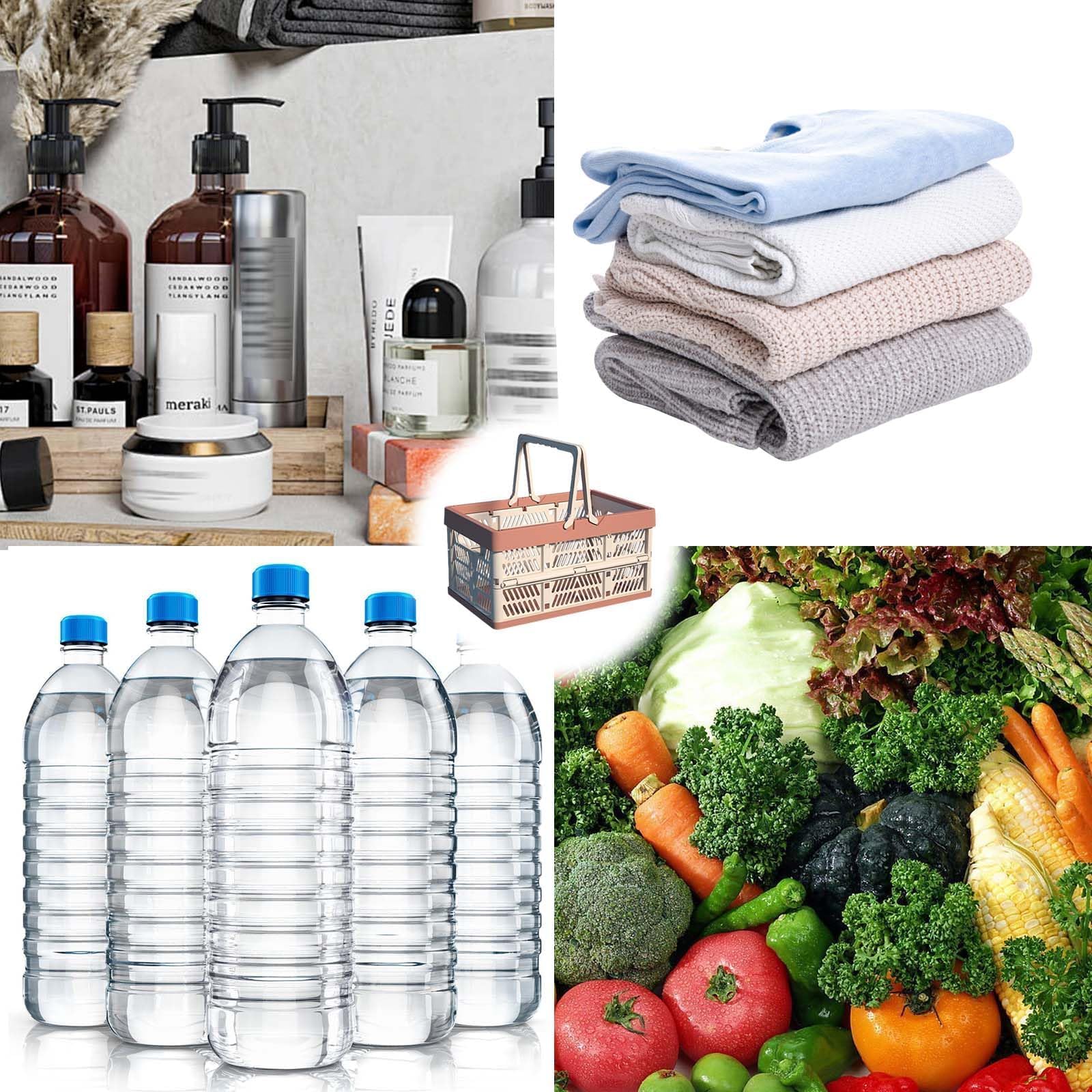 cestas de la compra plegables，Cesta de la Compra Plegable portátil，caja plegable de plástico con asa，Ideal para guardar en casa, guardar refrigerios y mientras acampa o en el baño (color naranja)