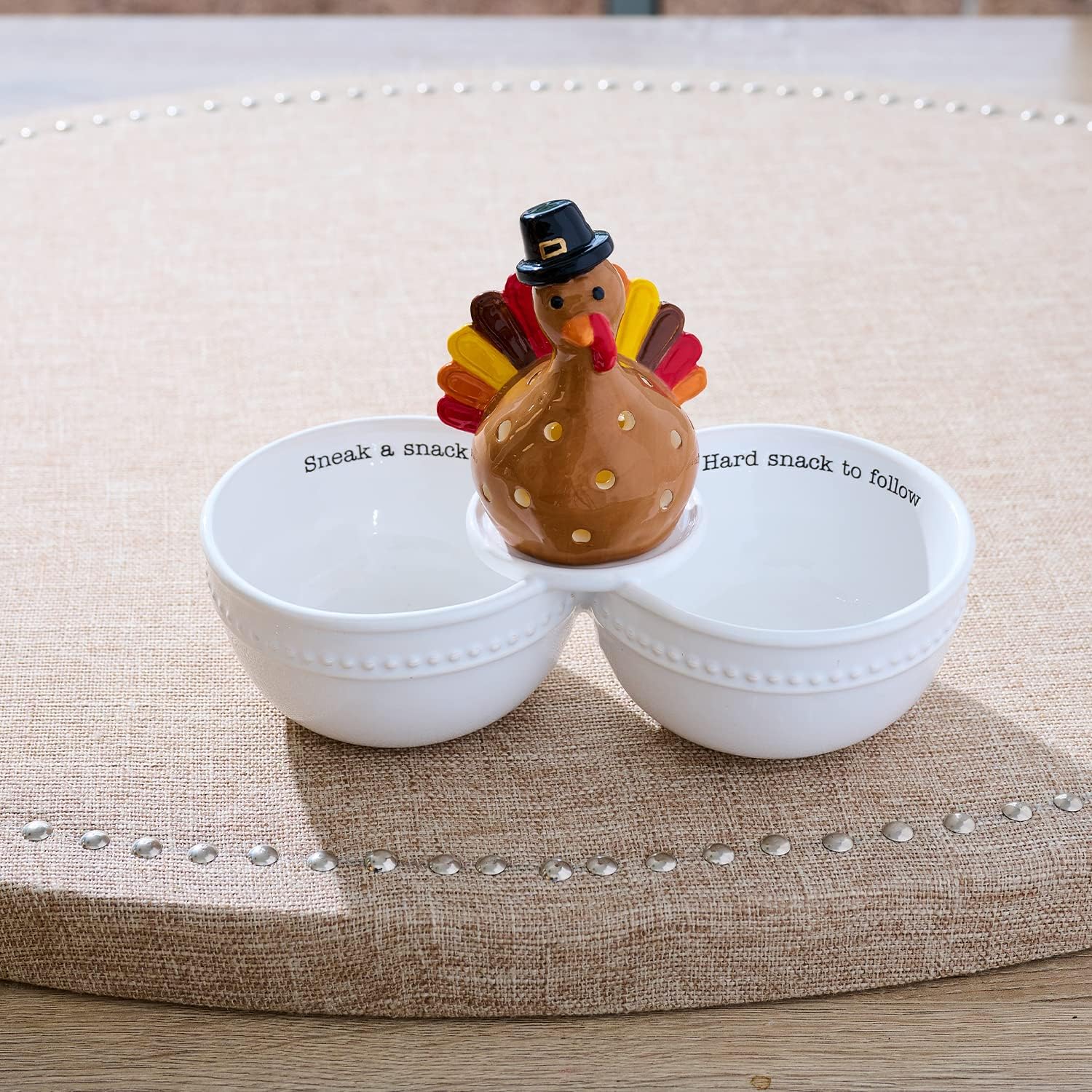Mud Pie Circa Double Dip Bowl, White, 4 1/2" x 2 1/2" | Base for Interchangable Inserts
