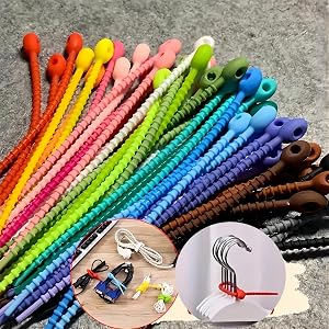 30 PCS Reusable Silicone Cable Management Straps 4 7 Lock Style Cord Organizers Useful in Home Office Kitchen