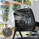 Stackable & Foldable Office Chair, Folding Desk Chair with Flip-Up Armrest, Breathable Mesh, Thick Seat Cushion & Rocking Backrest, Conference Room Chair with Wheel (Black,1)