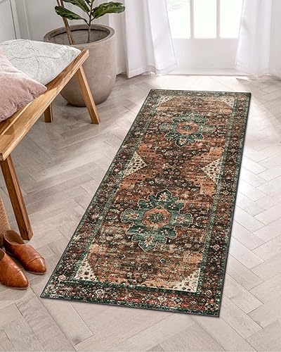 Moynesa Alfombra de pasillo lavable ultrafina  Alfombra de 2 x 5 pies, alfombra de pasillo de pelo bajo, antideslizante y no desprende pelo, apta