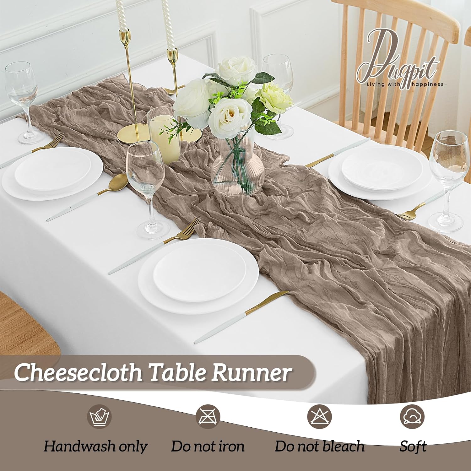 30Pack Nude Table Runner 10FT Cheesecloth 35x120inch Cheese Cloth Runners Rustic Boho Gauze for Party Wedding Birthday Dining Bridal Shower Baby Decor 30PCS-10FT