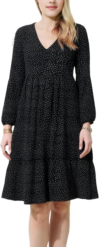 Womens Tunic Dress Long Sleeve V Neck Casual Loose Flowy Swing Shift Dresses