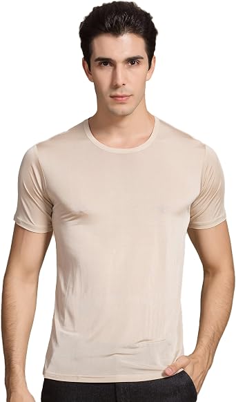 CLC Mens Mulberry Silk Round Neck T-Shirt Knit Fabric Oversized