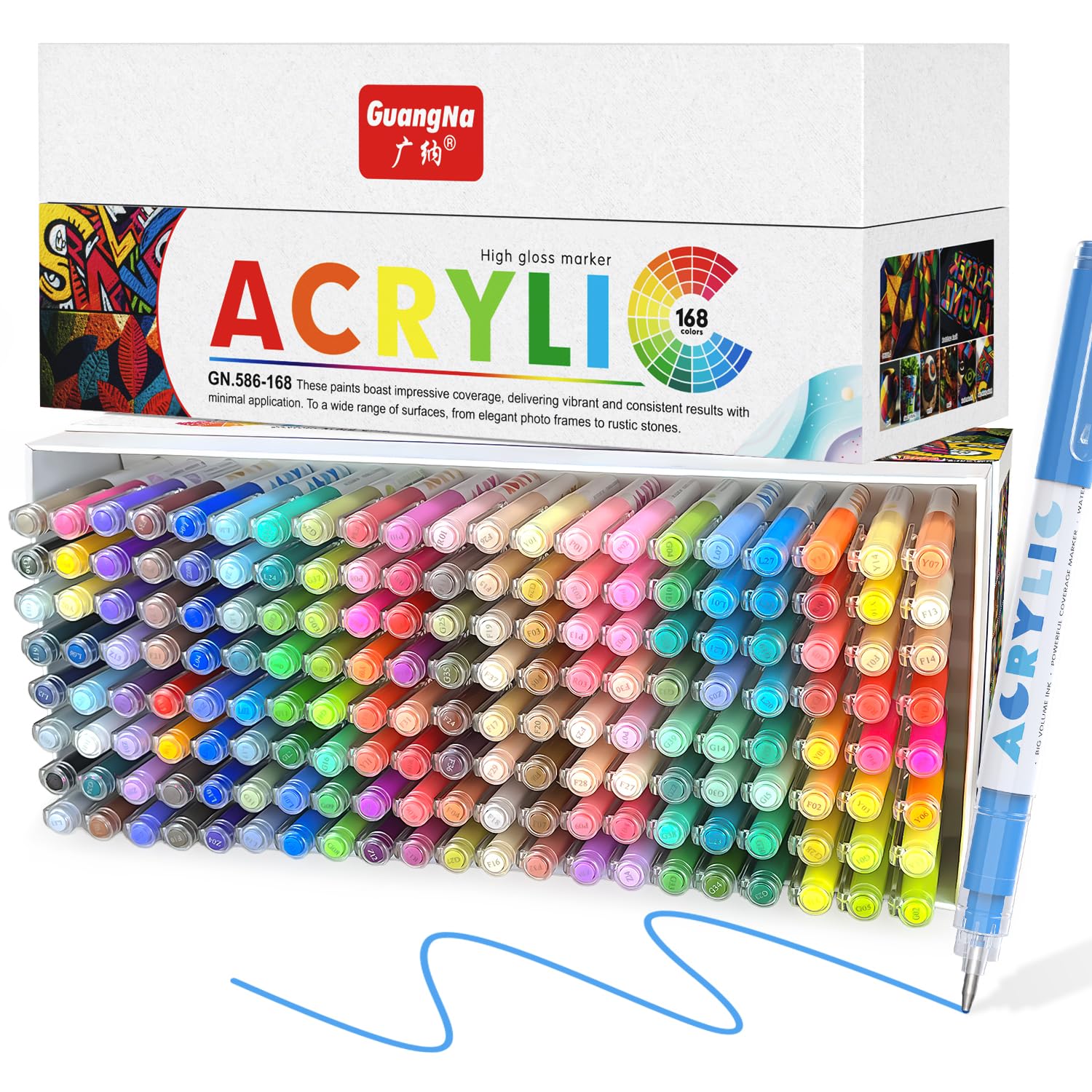Amazon.com : Guangna Acrylic Gel Pens 168 Color, Colored Pens for