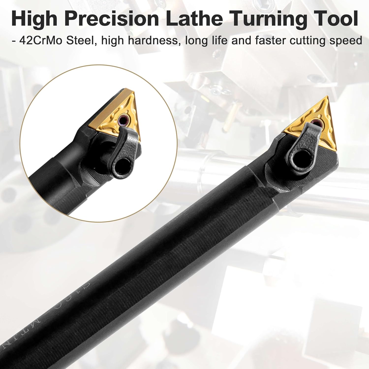 5/8'' Shank Lathe Boring Bars - Indexable Metal Cutting Turning Tool Holder S16Q-MTJNR16 with 10PCS TNMG160404 Indexable Carbide Turning Inserts