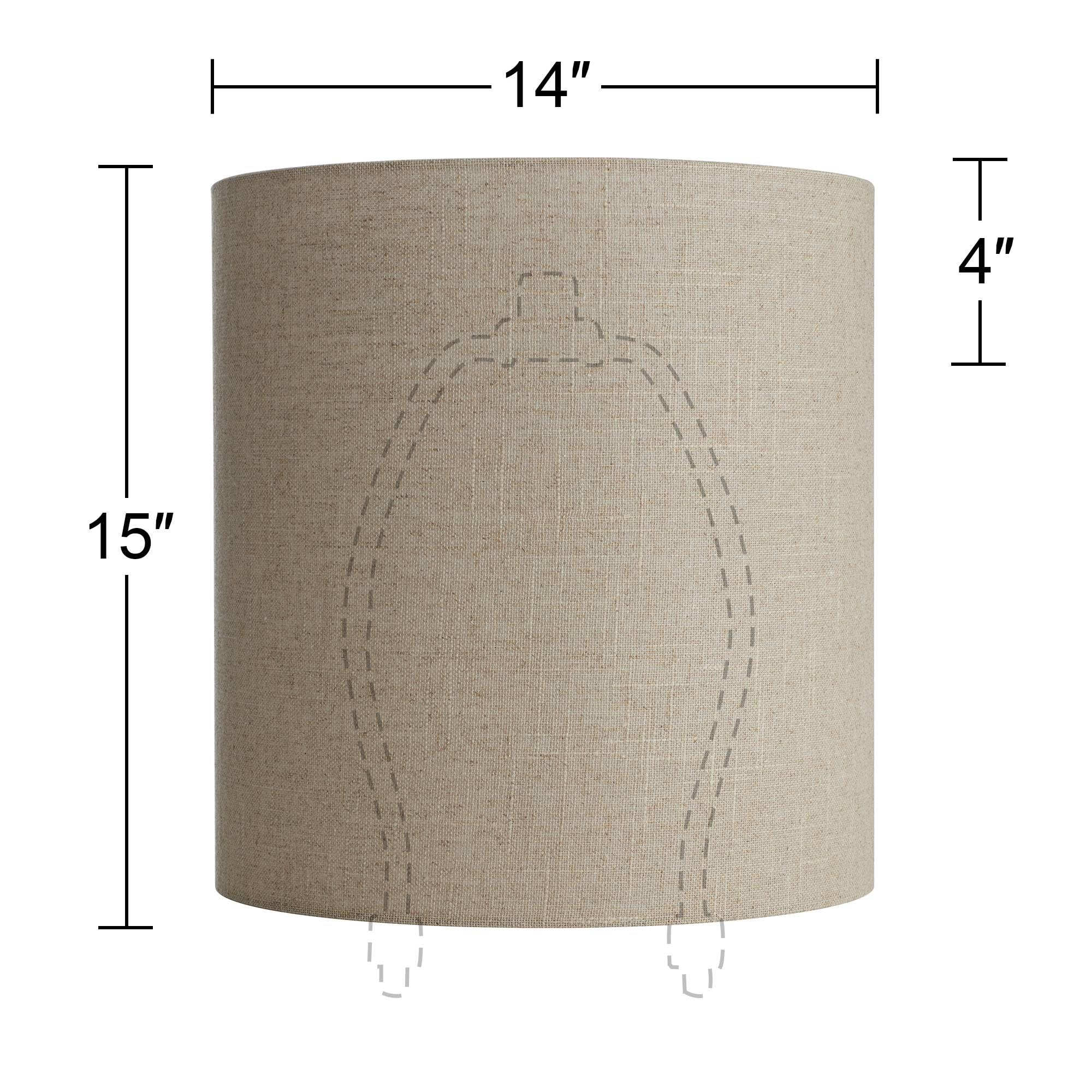 Large Tall Drum Lamp Shade Set Of 2 – 14x15 Inch Linen Fabric, Spider Fitter, Handcrafted, Easy Assembly, Fits Table & Floor Lamps, Modern Rustic Style