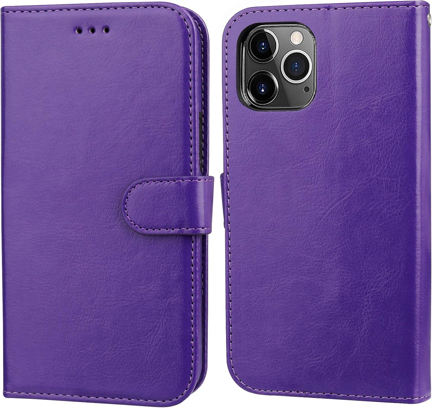 Bocasal for iPhone 11 Pro Max Wallet Case with Card Holder PU Leather Kickstand Shockproof Protective Wrist Strap Flip Cover for iPhone 11 Pro Max 6.5 inch (Purple)