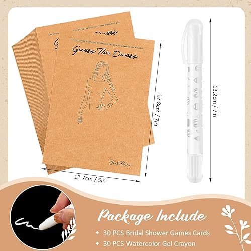 Miniatura 2 de Juego de 30 juegos de despedida de soltera para invitados, incluye 30 tarjetas de juegos de ducha de boda de 5 x 7 pulgadas y 30 lápices de gel de
