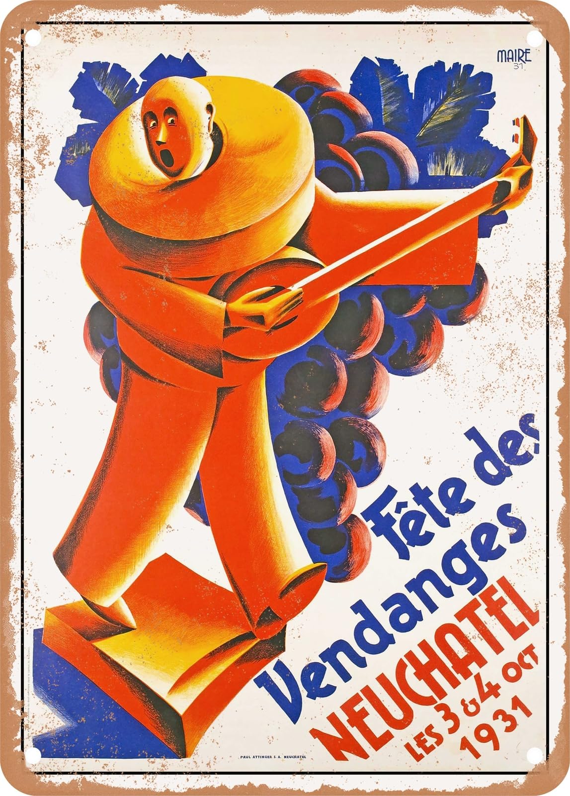 METAL SIGN - 1931 Neuchatel Harvest Festival, October 3-4, 1931 Vintage Ad home decor