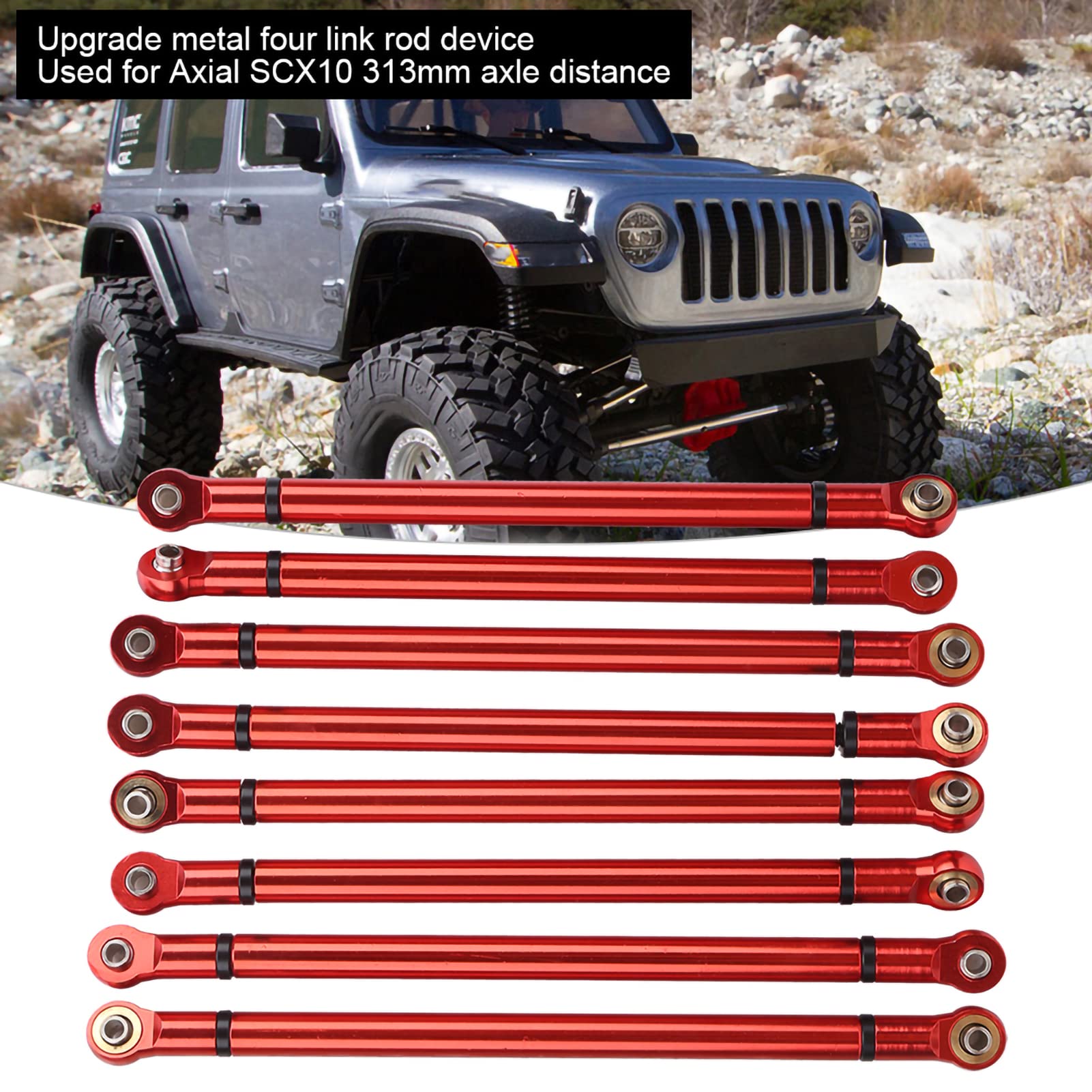 RC Link Rods, Aluminium Alumini Podwozia Rozstawu Osi 313 Mm do Osiowego SCX10 1/10 Skala RC Crawler Górna i Dolna Link Pręta, 8pcs, Modyfikowane Części RC Zmodyfikowane Części