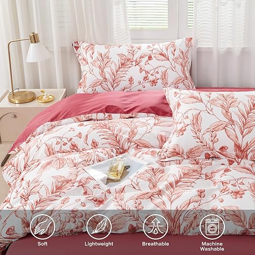 Miniatura 138 de SAPHREAS Juego de funda de edredón de hojas botánicas, tamaño King, 3 piezas, hojas amarillas, juego de funda de edredón 100% algodón suave, 1 funda