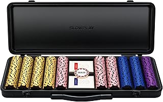 SLOWPLAY Nash 14g Ton Pokerchips-Set Black Gold Edition, 500 STK Core Set | Mit Werten: 5,25,100,500 | Verfügt über einen hochwertigen pokerkoffer mit besonders robuster Polycarbonat-Schale
