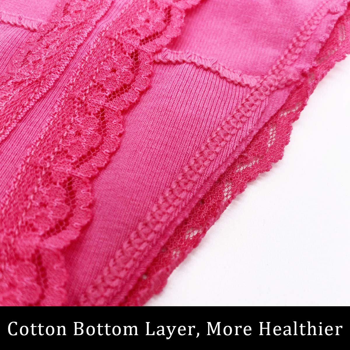 WKFIINM Pack 6 High Waisted Lace Thong for Women Cotton Underwear Plus Size High Rise Retro Tummy Control Thongs Panties: Large Assorted 6 Cotton Thongs