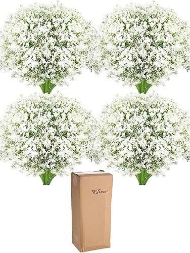Miniatura 7 de Ysleen 48 piezas de flores artificiales de plástico para el aliento del bebé, gypsophila sintética, arreglo floral, arreglo para el aliento del