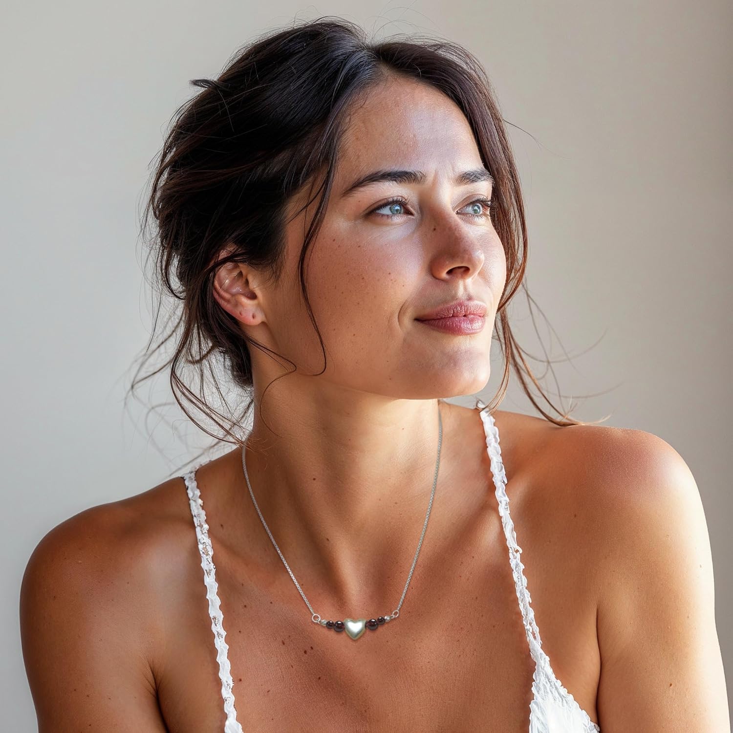 925 Sterling Silver Heart Necklaces for Women - Gemstone Necklace for Women - Birthstone Necklace - Necklaces for Women Silver - Minimalist Jewelry - Gemstone Jewelry for Women - Image 2