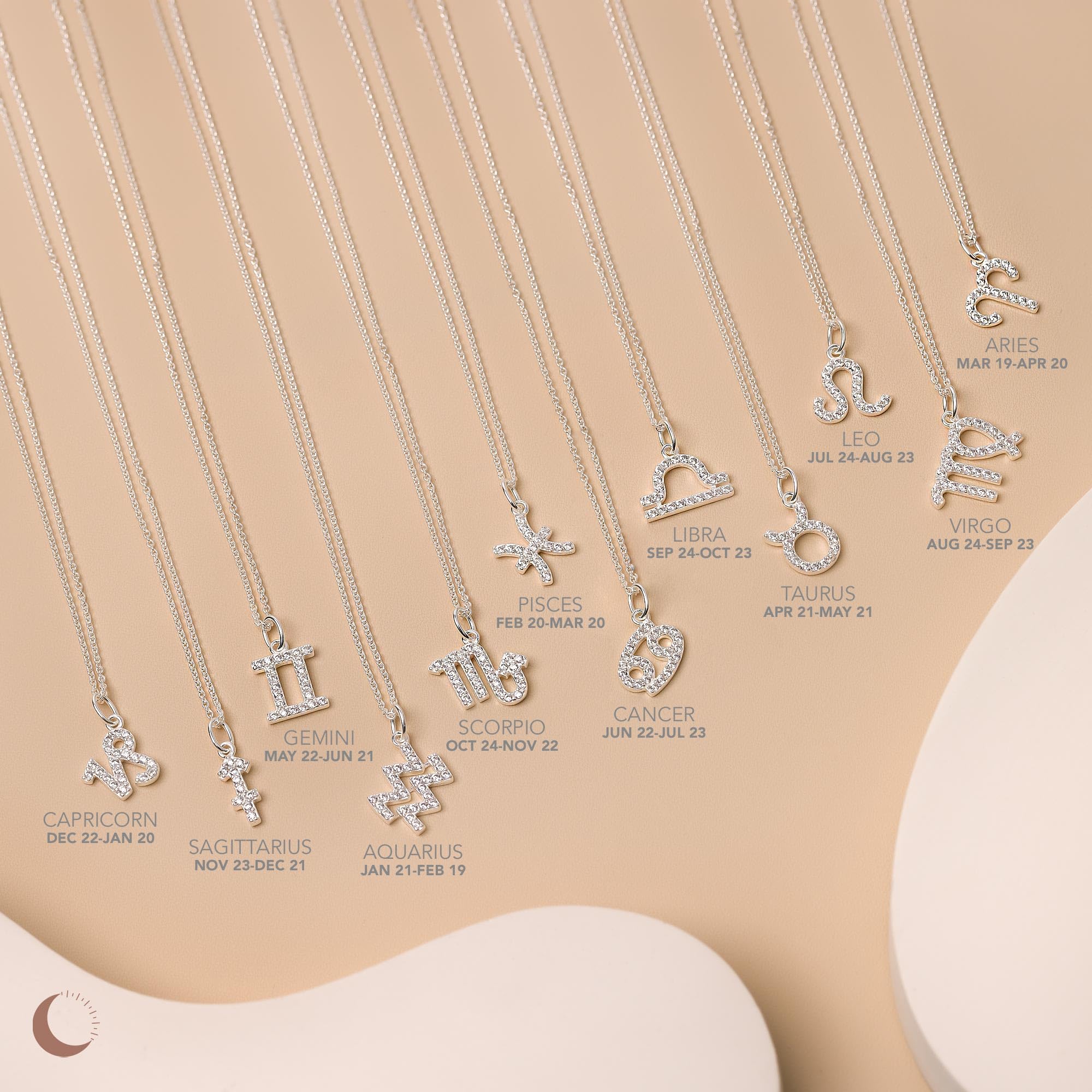 Amberta Collana Segno Zodiacale in Argento Sterling 925 con Zirconi per Donna